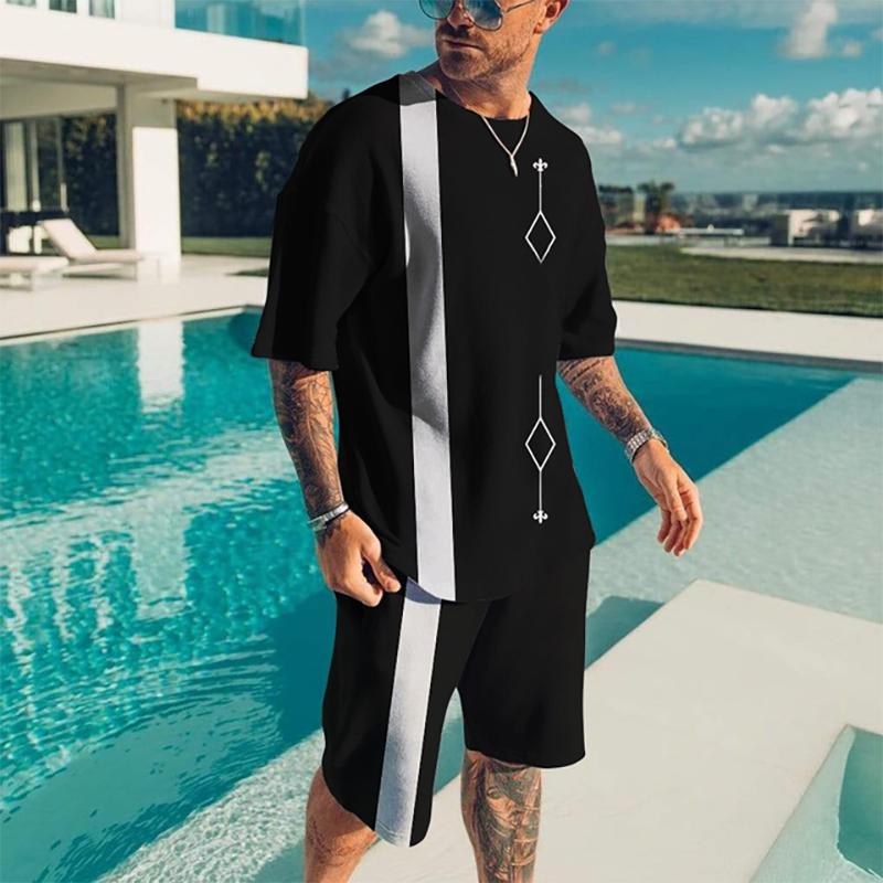 Summer Men's TracksuitTwo Pieces Sets Casual T-Shirt Beach Shorts Outfits Fashion 3D Printed Short Sleeve Male