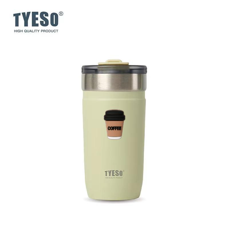 Tyeso 550 мл 304 Нержавеющая сталь Термокружка Матовый Минималистичный Стакан с Соломкой Герметичная Кофейная Чашка для Ледяных Напитков Горячих Напитков Вакуумный с Наклейкой Кофе