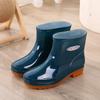 New Velvet Water Shoes Rain Shoes Female Adult Short Tube Non-slip Warm Waterproof Thickened Rain Boots Kitchen Rubber Shoes Overshoes Winter