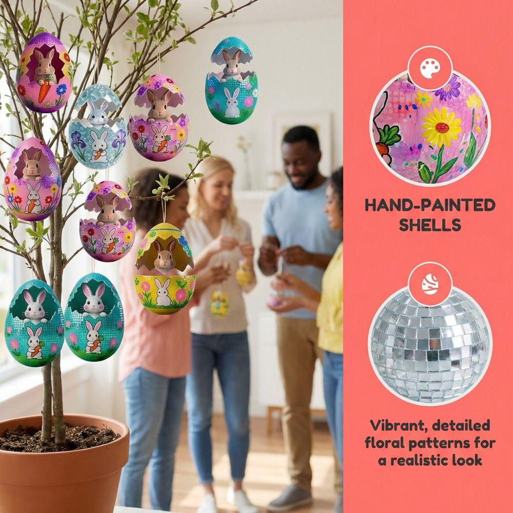 Creative 2D Easter Egg Decoration DIY Cartoon Bunny Decor Lanyard Wooden Party Rabbit Easter Egg Pendant Easter Party