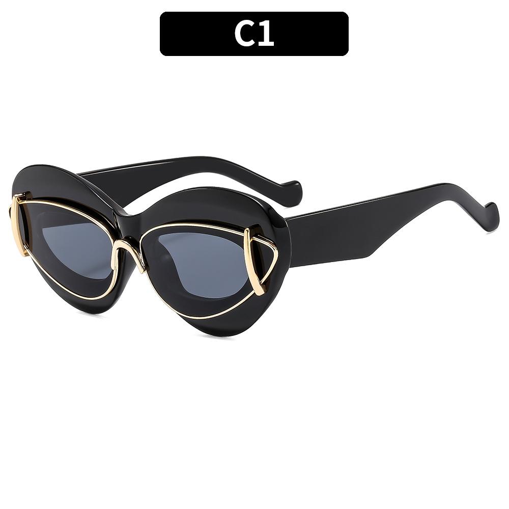 Women's Cat-eye Personalized Sunglasses Brand Cross-border Ladies' High-end Style Sun Protection Sun Glasses Trendy Sunglasses