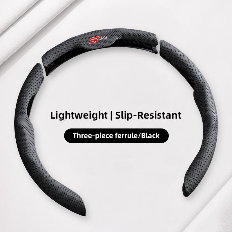Sport Car Steering Wheel Cover Leather Anti-Fur Protector Accessories For Ford Mustang Taurus STline Mondeo Fiesta Ecosport Edge