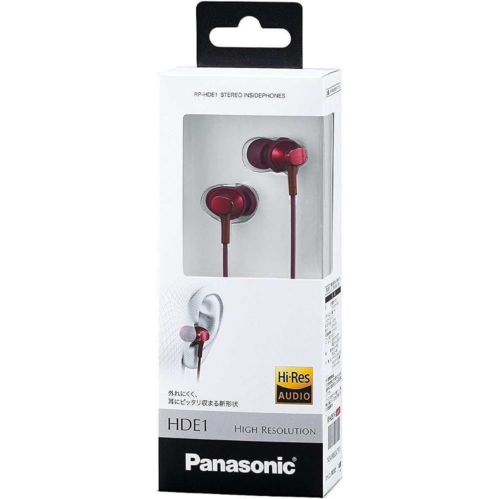 Panasonic High-Resolution In-Ear Headphones, Red, RP-HDE1-R