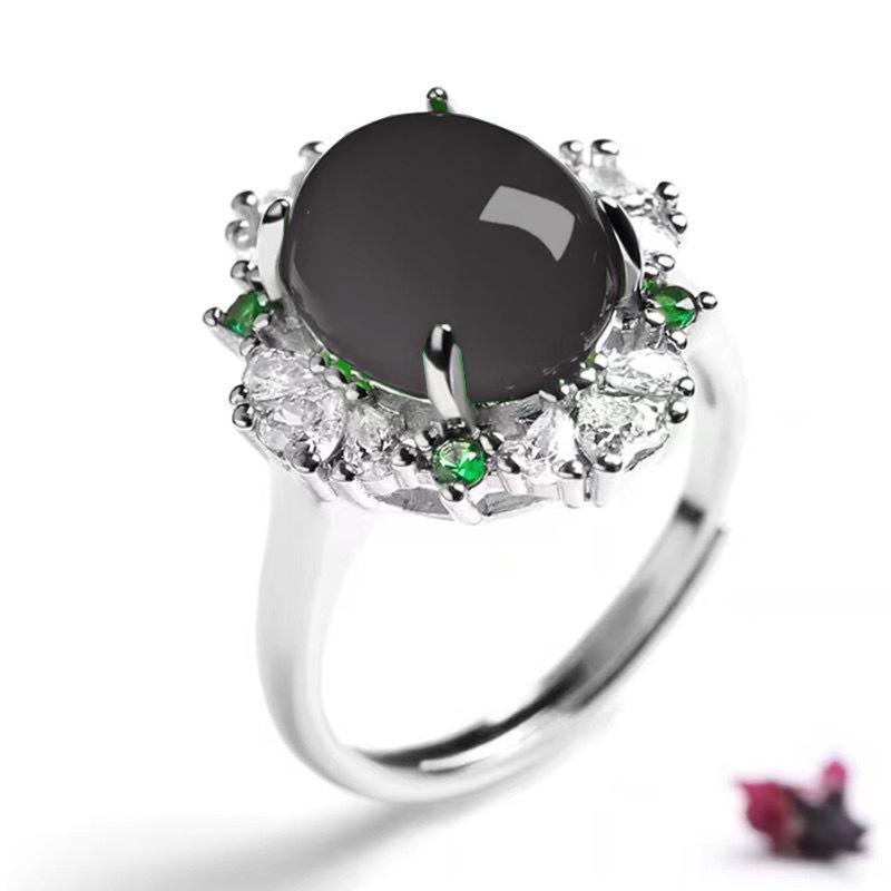 Регулируемое кольцо из халцедона и ледяного агата свободной формы для женщин с инкрустациями в форме яйца и покрытием из серебра 925 пробы