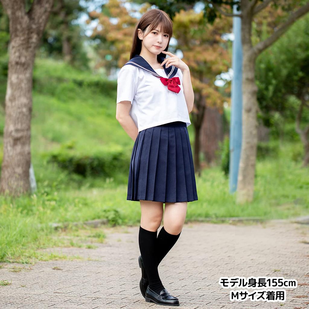 [CLASSE] Cosplay Sailor Uniform Ribbon Costume Ladies Crossdressing Schoolgirl Sailor Suit Short Sleeve White L Size (M Size Equivalent)
