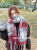 Клетчатый женский зимний шарф в корейском стиле - Теплый снуд из искусственного кашемира