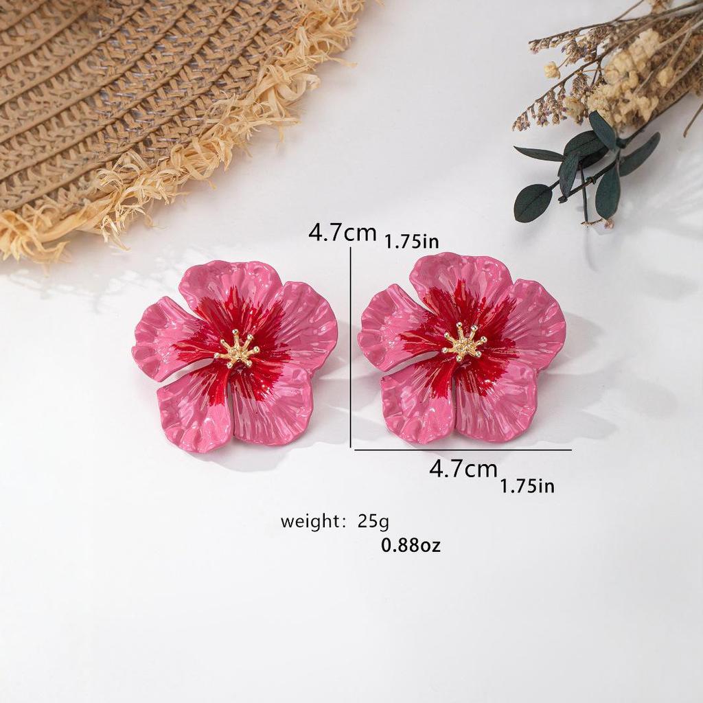 2025 Retro Red Petal Earrings: Women's High-End, Versatile Ear Studs