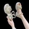 Fashion Ladies Shoes Pearl Platform Roman Style Women's Sandals Vintage Comfort Low Price Vip Luxury Summer Asian Size Chic and Elegant