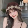 Black and white contrasting colors hand-crocheted hollow headgear girls spring breathable retro fashion face small pullover hat