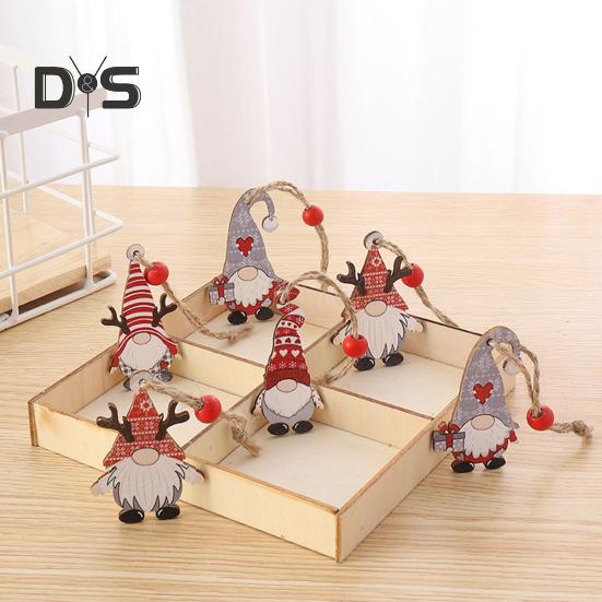 12 Pcs Christmas Wooden Ornaments Hanging Gnome Gingerbread Man Decorations Xmas Tree Pendant for Holiday Home Decor