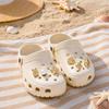 6Pcs/Set Gold-Tone Shoe Charms, Summer Ice Cream Charms, Shell Starfish Shoe Charms for Clogs Women Girls Beach Footwear Decor