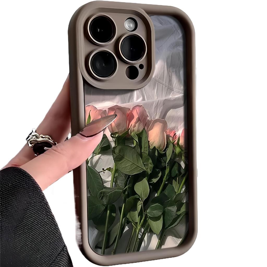 Applicable To Apple 16promax Mobile Phone Case New IPhone 15 Protective Case 13pro Trend 12 Pink Roses