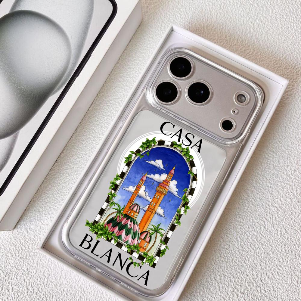 Художественный чехол Casablanca для iPhone 17 16 15 14 13 12 Pro Max Plus С магнитным прозрачным чехлом Беспроводная зарядка