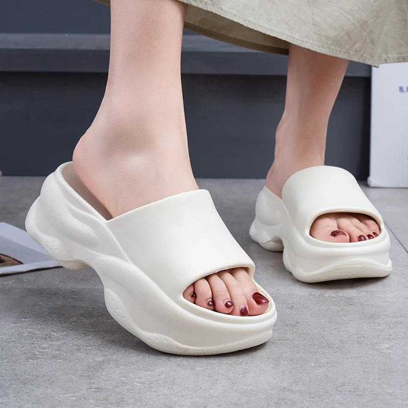 Fashion Candy Color Chunky Platform Slippers Women Summer Thick Bottom Non-Slip Beach Slides Woman Comfort Soft Sole Flip Flops Female
