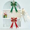 Metal Christmas Bowknot Ornament with Decorative Edging, Notched Bowknot Ends, and Integrated Cord for Party Backrops and Mantels Displays