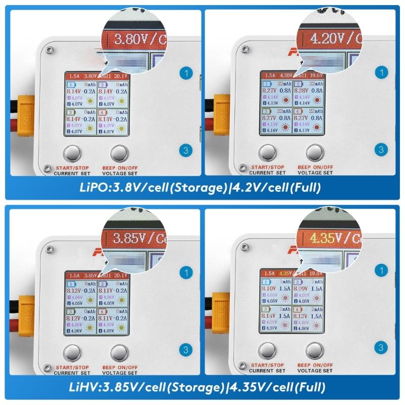 Multiple Port 2S Lipos Balance Charger For Drones Featuring Heat Dissipation And Memory Setting