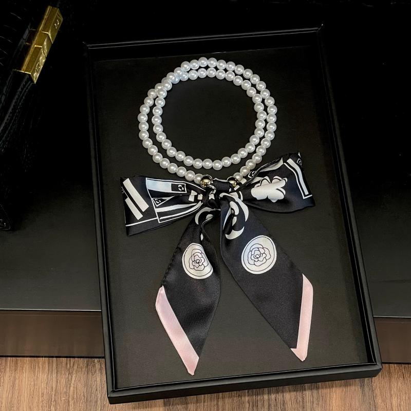 Модный шарф в горошек, пояс для женщин, декоративная отделка жемчугом, шейная лента, элегантные полоски, развевающаяся лента