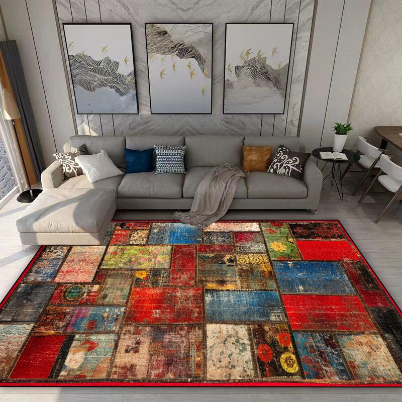 American Style Retro Carpet Living Room Bohemian Decoration Non-slip Washable Rug 140x200 Bedroom Sofa Bedside Flannel Floor Mat
