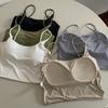 Ice Silk Halter Small Tank Top Women Summer Free Bra with Sexy Breast Pads White Spice Short Wear Top