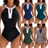 European & American Sexy Backless One-Piece Swimsuit - 2025 Fashion Sleeveless Color Block Beachwear