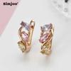 SIMJOO Fashion Rose Gold Color Earrings with Colorful Zircon Clasp Gas