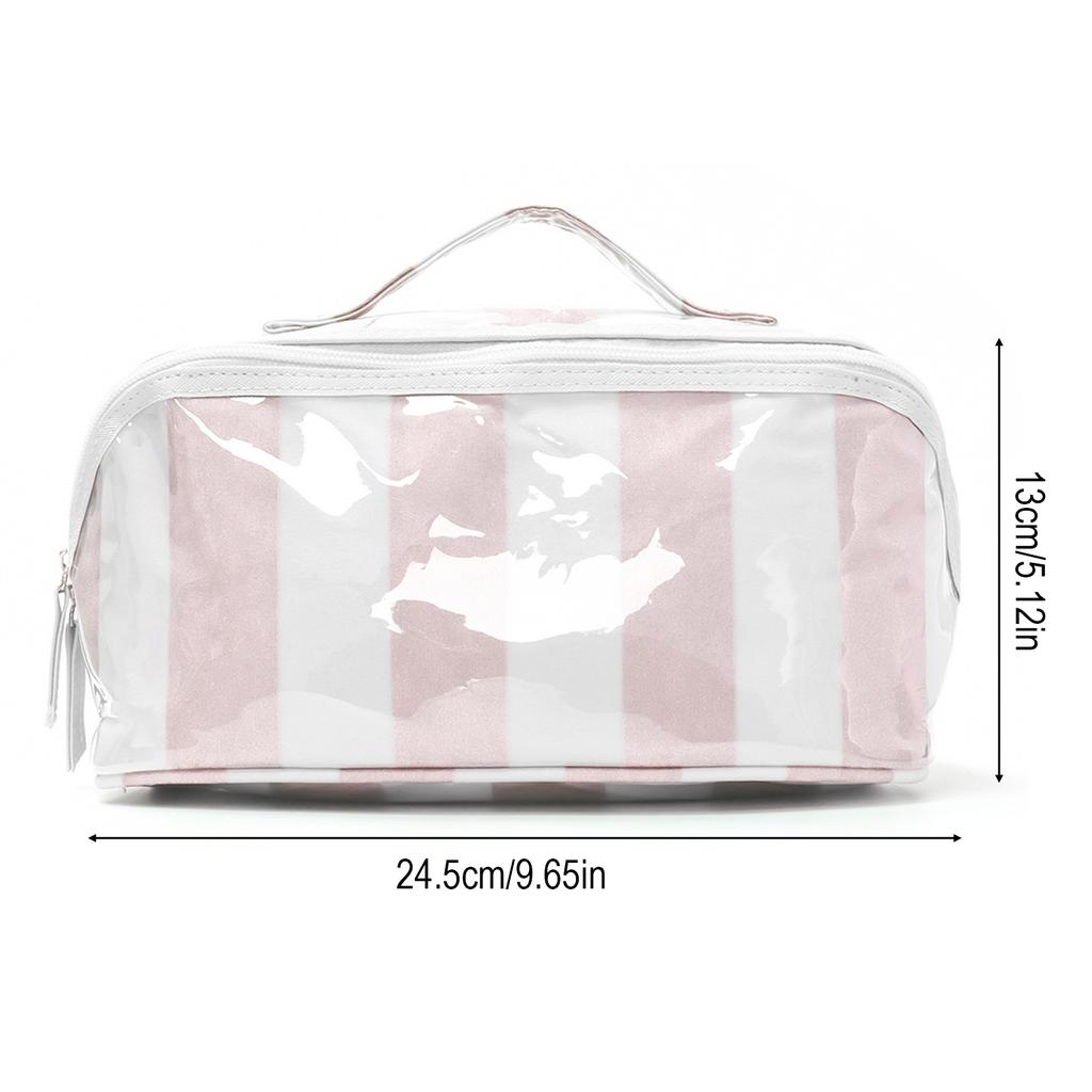 Cosmetic Bag with Color Block Stripes Design Large Capacity for Travel Portable Storage
