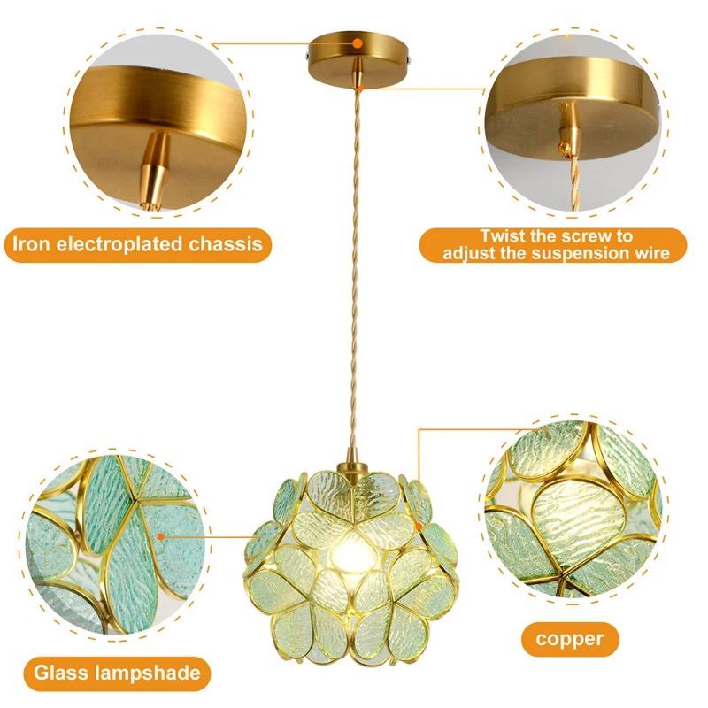 Стеклянные подвесные светильники Светодиодный потолочный светильник Домашний декор Люстра Подвесной цветочный фонарь Подвесные люстры Светильник кухонный остров