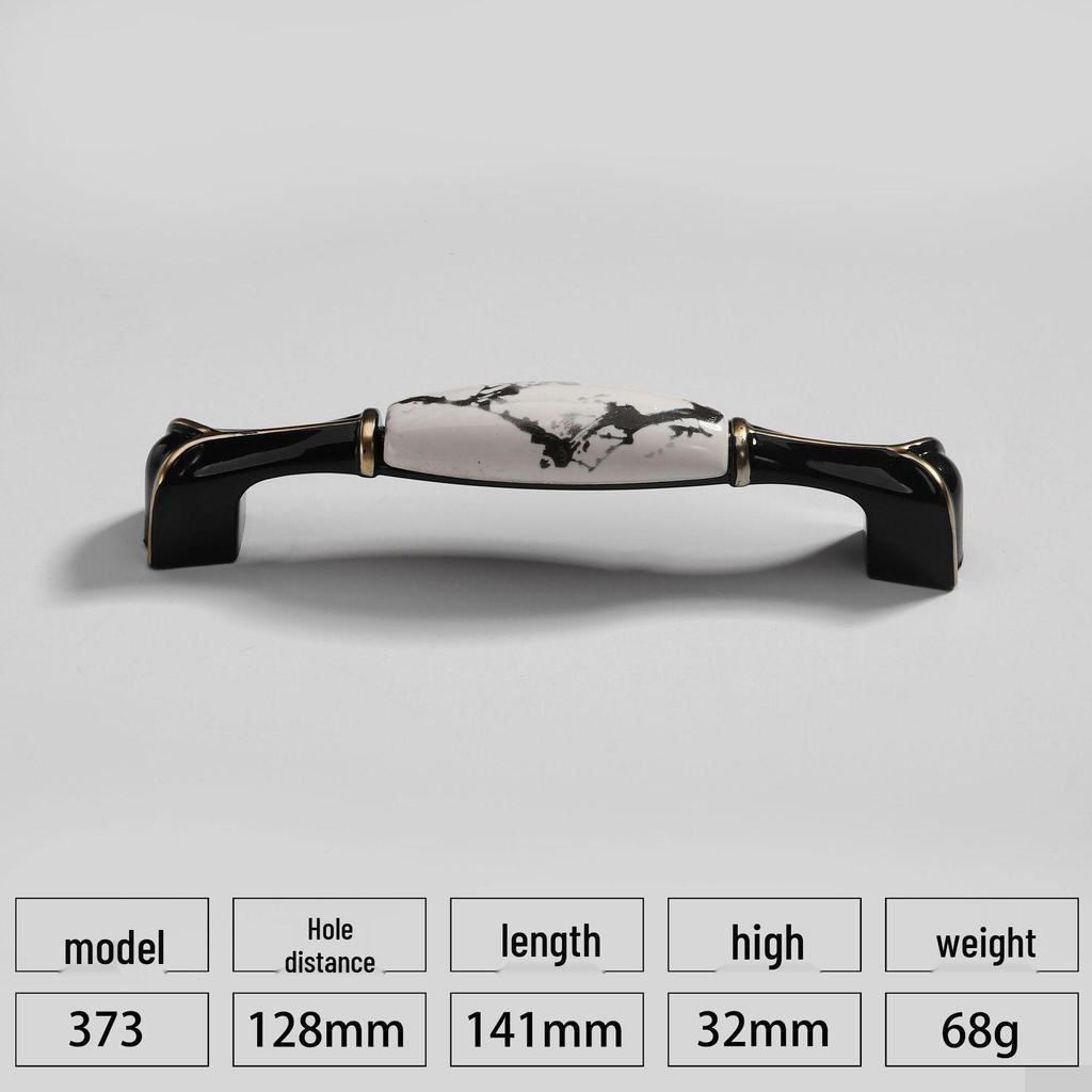 European Style Black & White Plum Blossom Ceramic Cabinet Handle