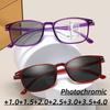 Женские и мужские модные фотохромные очки для чтения, модные прогрессивные мультифокальные очки с высокой четкостью изображения, блокирующие синий свет, очки +1,0+4,0