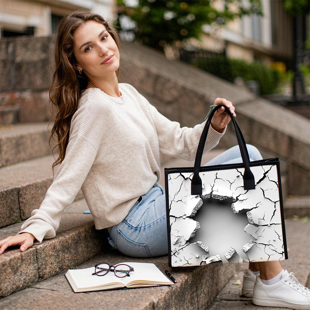 Crack Pattern Tote Bag Large Capacity Casual Handbag for Daily Use