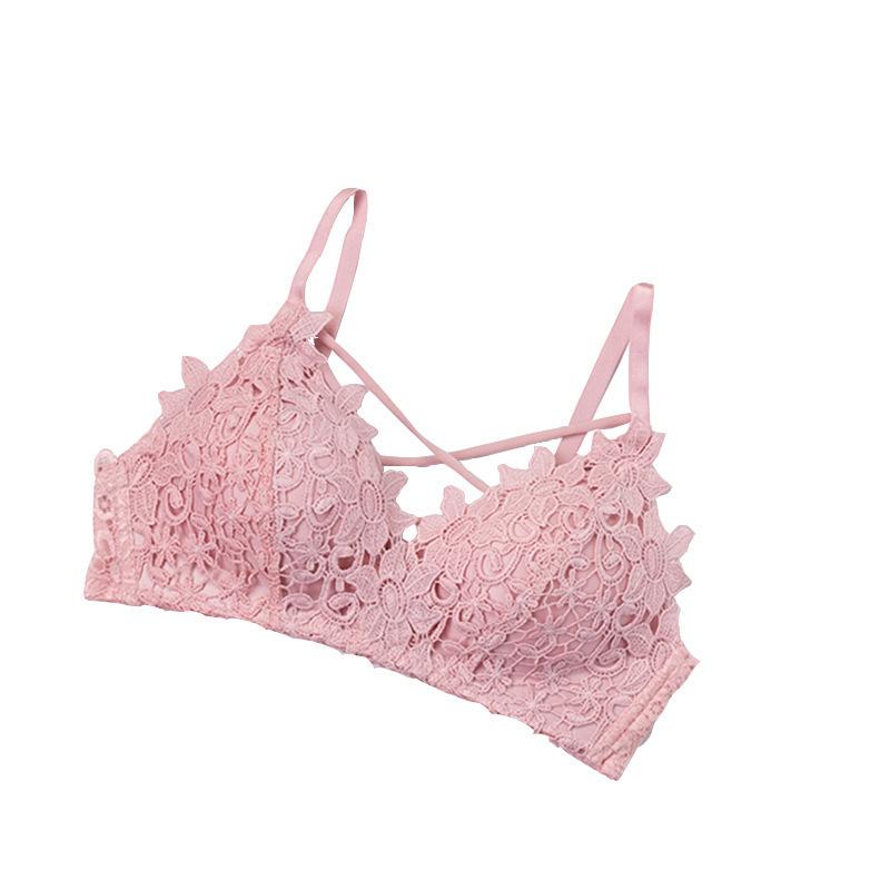 Women's Sexy Crisscross Backless Adjustable Thin Seamless Wireless Bra Triangle Cup Teen Girl Push Up for Small Bust