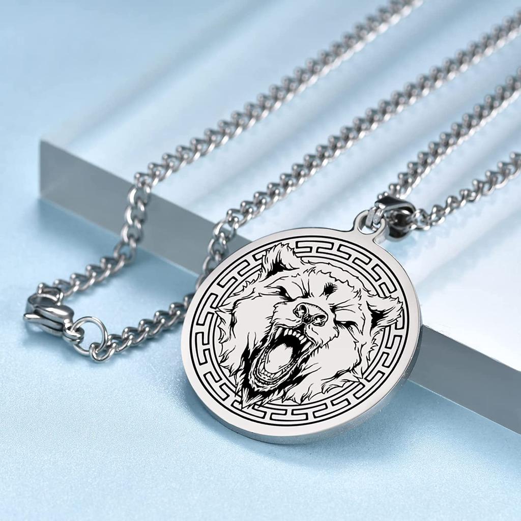 Bear Wolf Tiger Lion Elk Animal Mens Punk Pendant Necklace Stainless Steel Sweater Chains Women Choker Jewelry Gifts