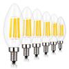 C35 Chandelier Bulbs, 60W Equivalent, E17 Base, LED Engine Bulb, Candle Shape, 6W Filament, E17 60W, Warm White, 2700k, 550lm, C35 Clear, Dimmable