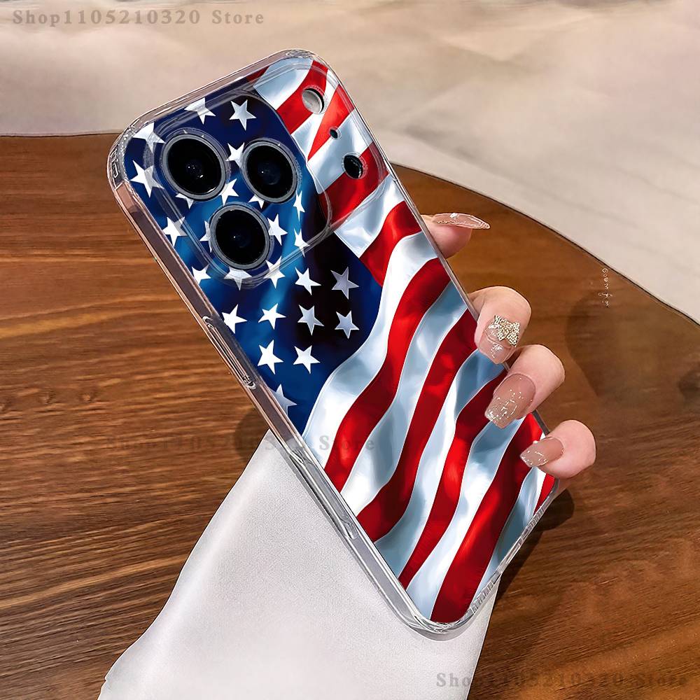 Чехол для телефона Флаг США Америка Для iPhone 17,16,11,15,13,14,12,Air,Mini,Plus,Pro,Max,Plus,E Прозрачный Мягкий чехол