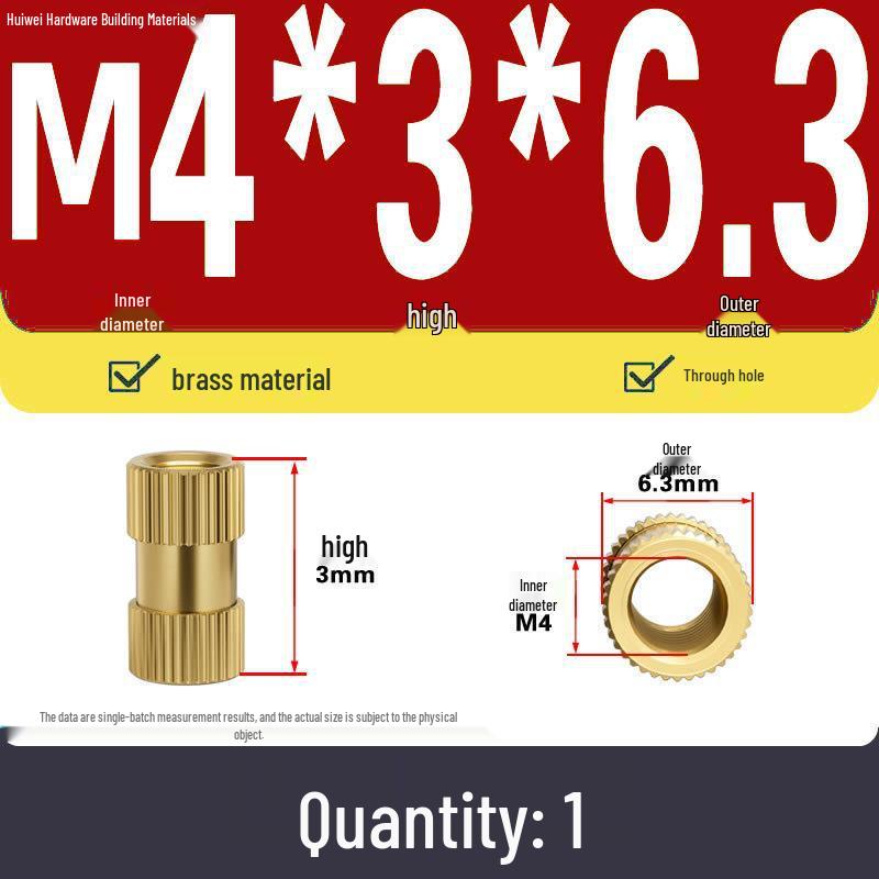 Two-Way Injection Molding Copper Knurled Nut Insert (M2-M8)