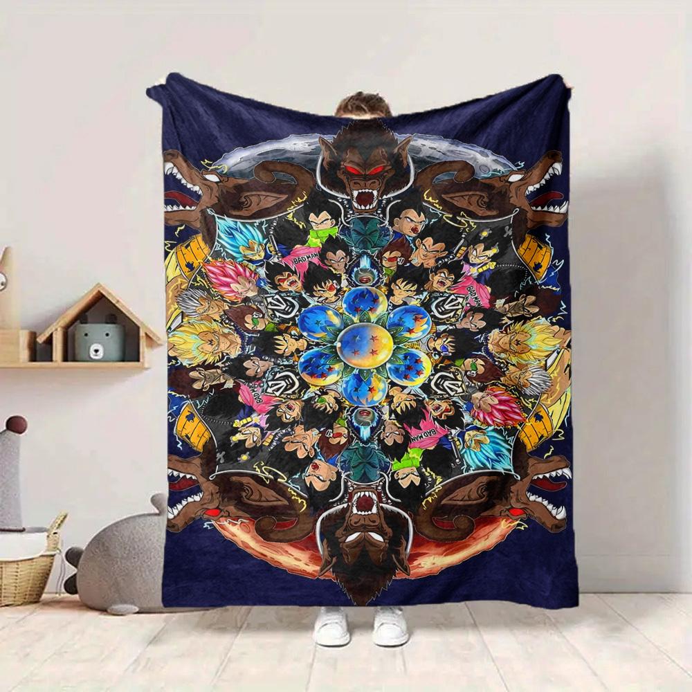 1pc Dragon Ball Z Flannel Blanket [Cozy Throw Blanket] For Sofa, Bed, Travel, Camping, Livingroom, Office, Couch, Chair, And Bed