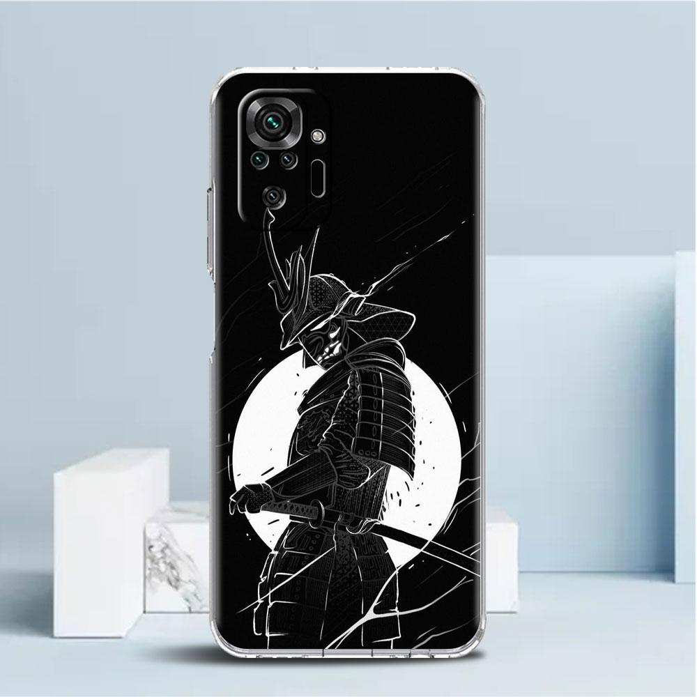 Чехол с маской самурая Они для Xiaomi Redmi Note 11 Pro 10 9 9S 8 8T 7 9A 9C 9T 10 10C K40, прозрачный мягкий чехол из ТПУ