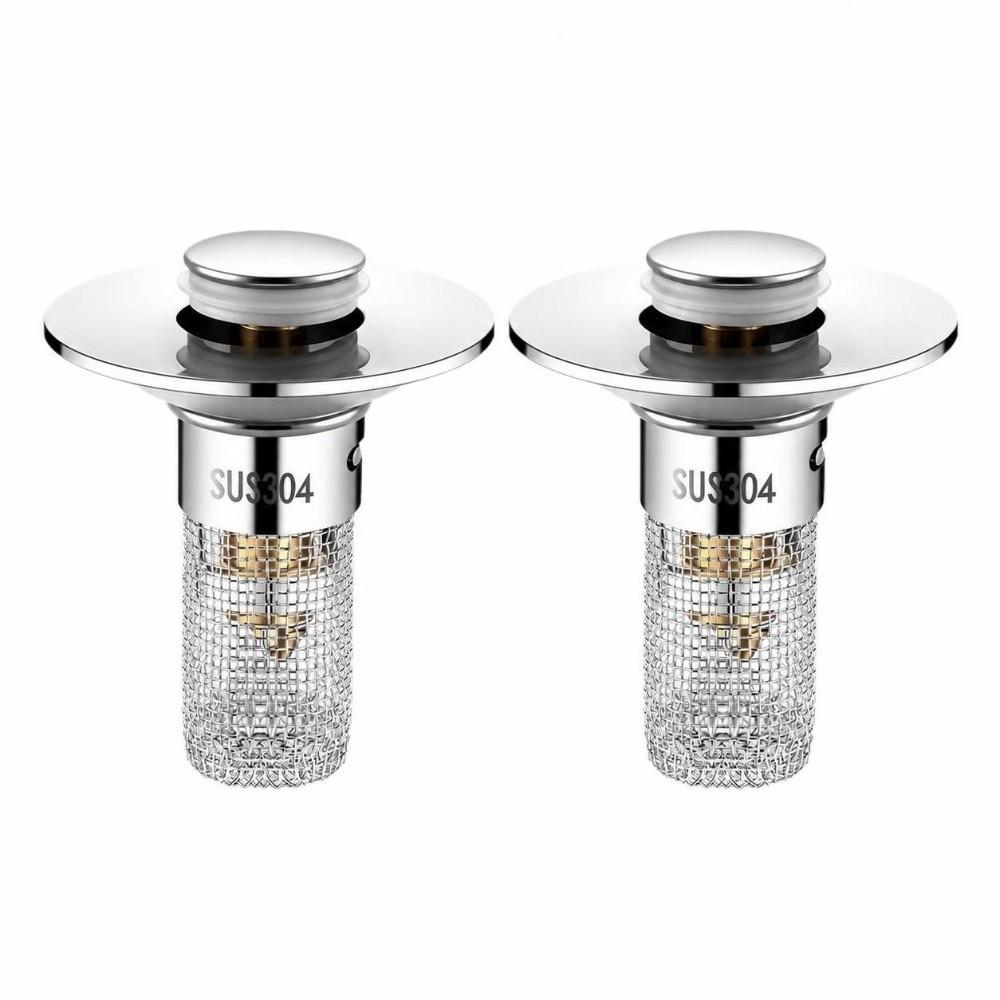 2 Pack Push Bounce Sink Drain Strainer Drain Stopper  Bathroom