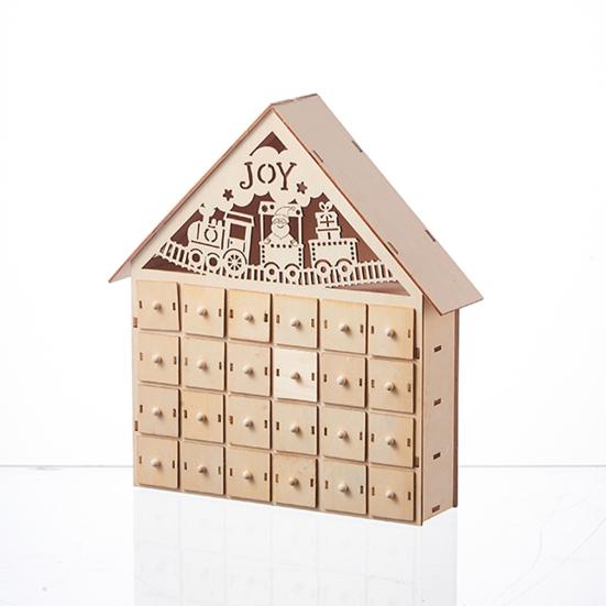 Деревянный рождественский адвент-календарь с 24 пустыми ящиками для хранения в форме дома, рождественский календарь обратного отсчета, домашний декор