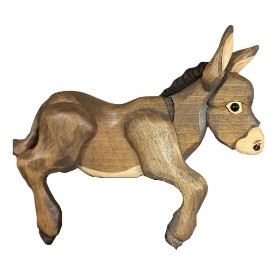 Деревянная фигурка животного, деревенская ручной работы, олень, сидящий на полке, резное животное, украшение с лаковым покрытием для дома, книжной полки, каминной полки, декора гостиной