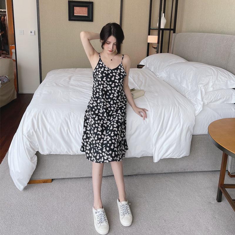 2025 Платье из шифона с цветочным принтом Daisy - узкая юбка на французских подтяжках в стиле Fairy Forest