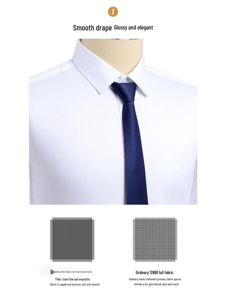 Youth Casual Slim Fit Men's Shirt: Solid Color, Light Business, Turn-Down Collar, Fashion Work Uniform