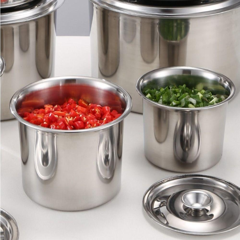 With Lid Seasoning Pot Portable Seasoning Tank Large Capacity Stainless Steel Flavor Cup