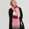 Coldproof Stripe Mohair Shawl Colorful Winter Wool Scarves Elegant Long Tassel Scarf Men