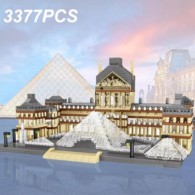 Non-Toxic 3377Pcs Louvre Model Building Blocks World Famous Attractions Architectural Model Bricks Desktop Decoration Kids Toys Gifts