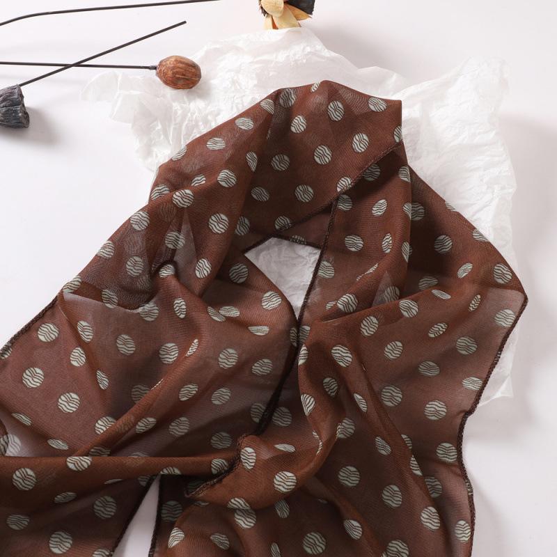 Small Long Polka Dot Scarf Printed Loose Streamer for Women Spring and Autumn Versatile Decorative Scarf Simple Hairband