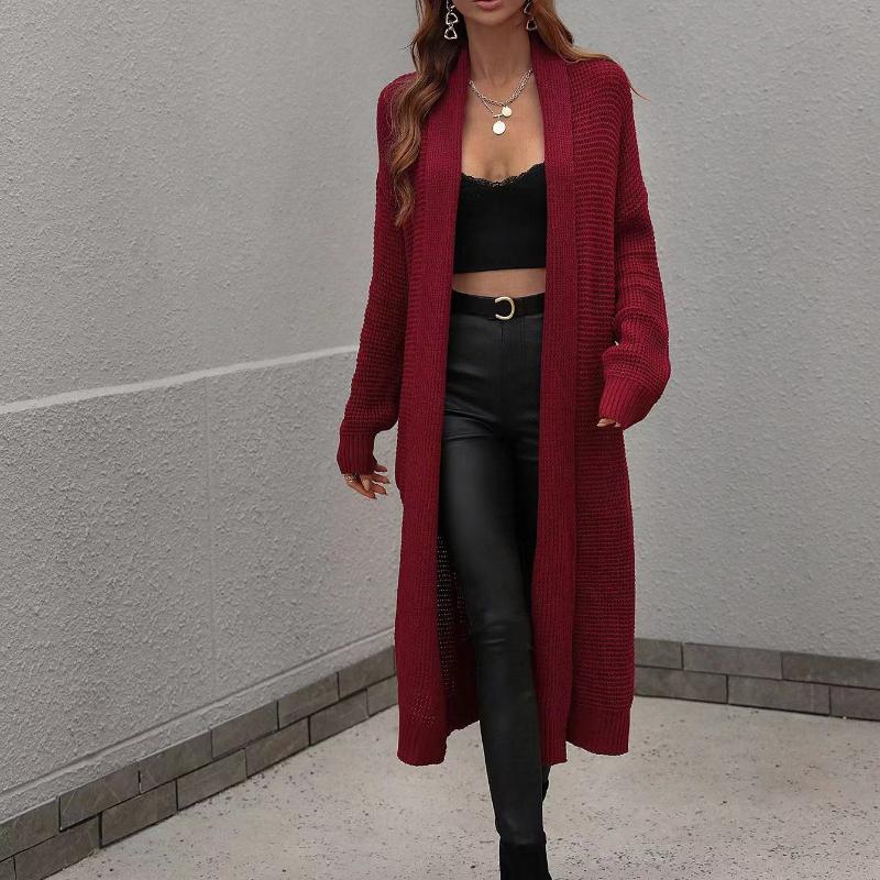 IHUASU Autumn and Winter Women's Knitted Cardigan Loose Solid Colour Jumper