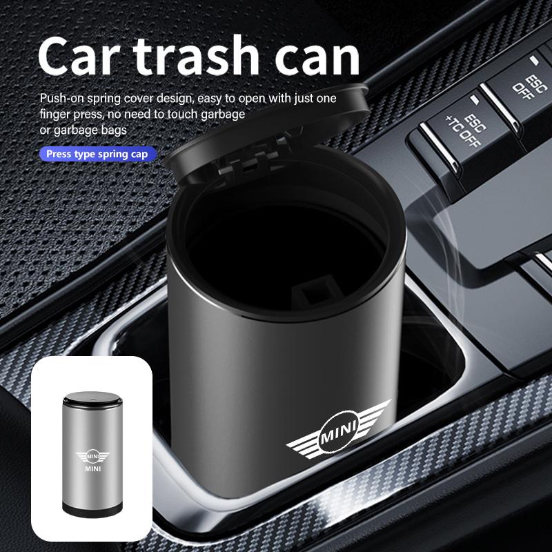 Car Trash Can Storage Box Alloy Organizer Vehicle Garbage Bin For MINI Cooper JCW WORKS R55 R56 F55 F56 R57 R58 R59 R60 R50 gzpxv22