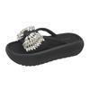 Aphixta New Women's Crystal Wedge Sandals Slip-On Platform Shoes with Thick Heel Summer Slides Casual Comfortable Beach Shoes