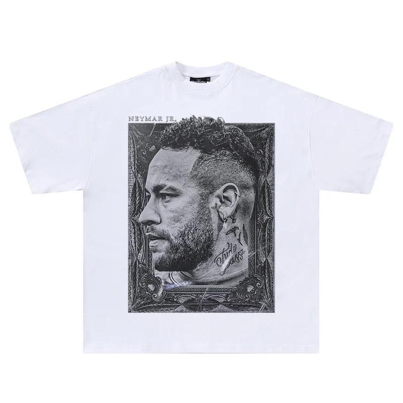 Neymar Neymarjr Heavy Cotton Printing Short-sleeved T-shirt American Retro Short-sleeved Couple Basketball Clothes Versatile